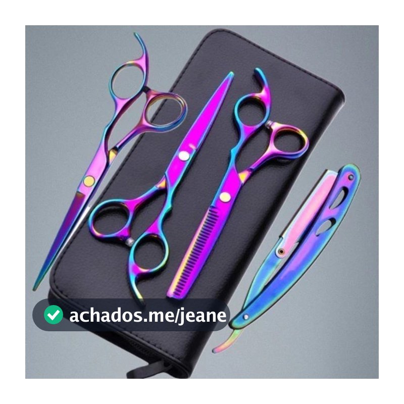 Kit 3 Tesouras Fio Navalha Desfiadeira Profissionais Para Cabeleireiro/Barbeiro