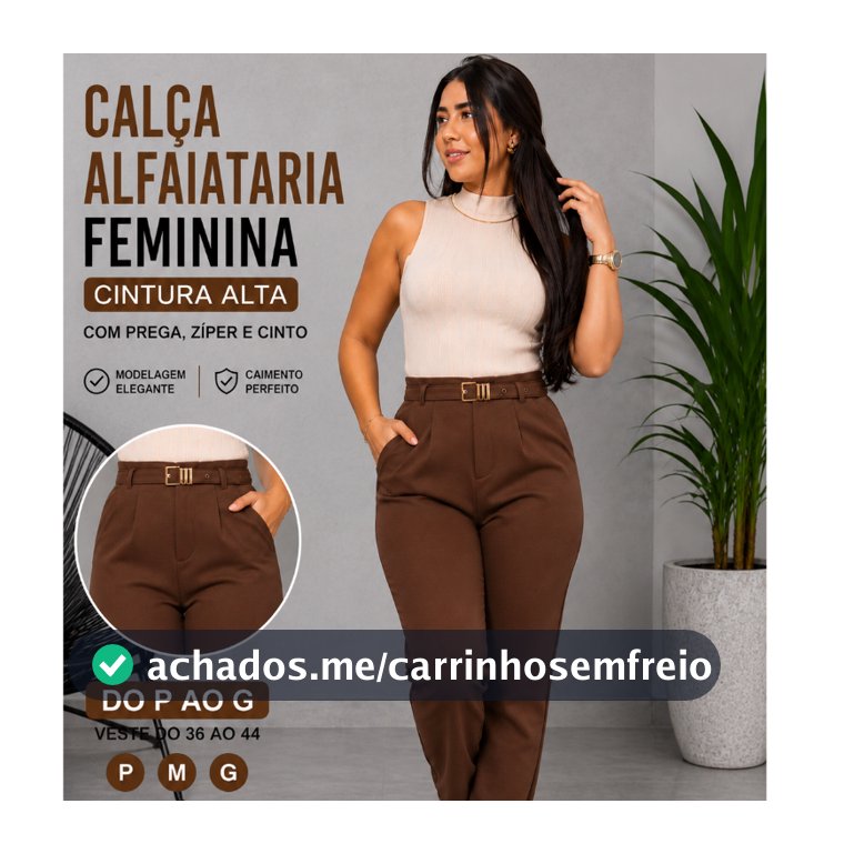 Calça Social Alfaiataria Feminina Zara Premium com Cinto | Cintura Alta, Elegante, Tendência Moda