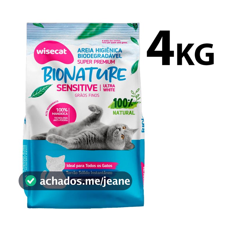 Areia de Gato Mandioca 100% Natural Bio Nature Areia Para Gato 2Kg ou 4Kg Graos Finos
