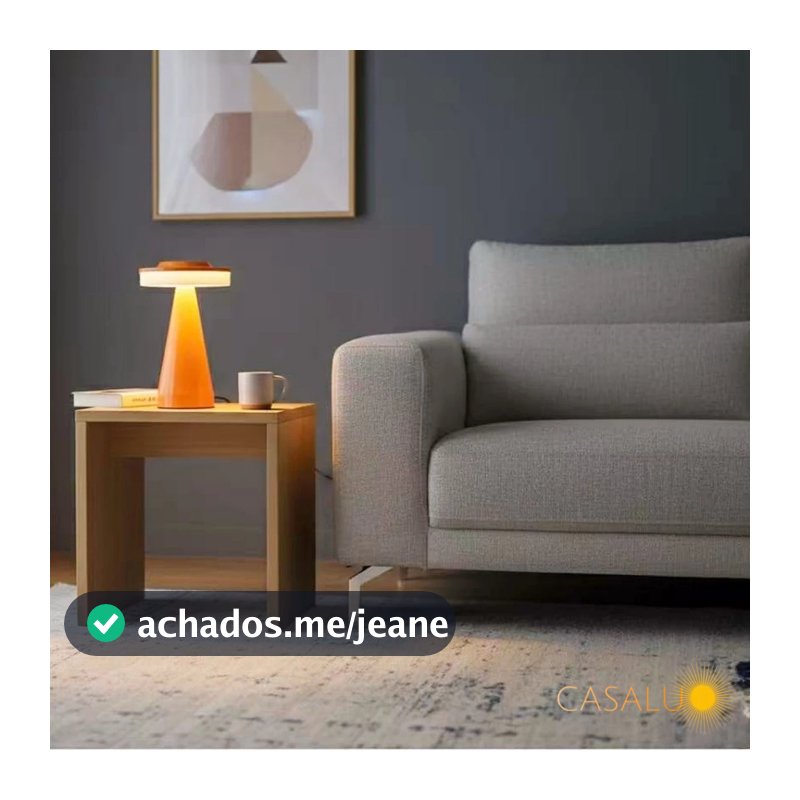 Luminária Abajur de Mesa Cogumelo Portátil ABS LED Sem Fio Quarto Restaurante Recarregável USB Touch