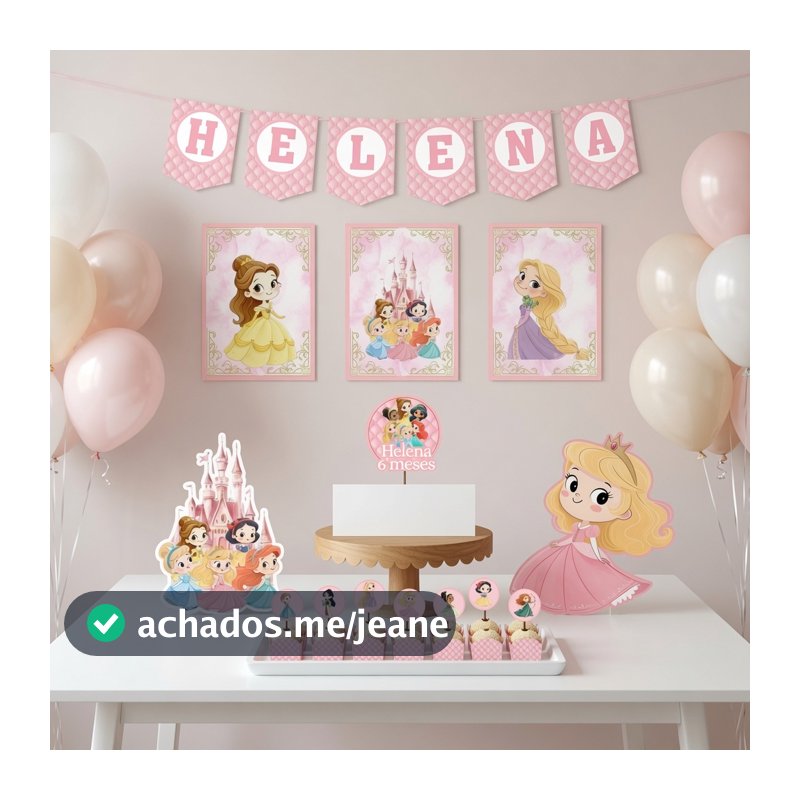 Kit festa Princesas  Personalizado Bolinho Aniversário