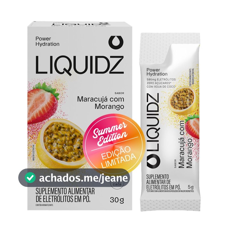 LIQUIDZ® - Eletrólitos Zero Açúcar - Maracujá Com Morango - 6 sachês