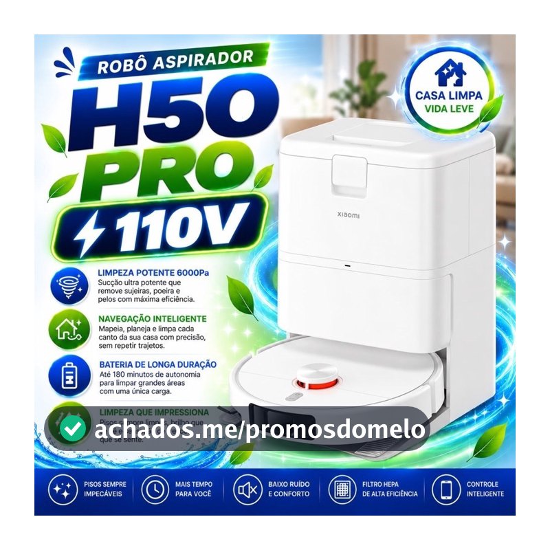 Robô Aspirador Xiaomi H50 PRO 110v | 15.000Pa | Original-Lacrado