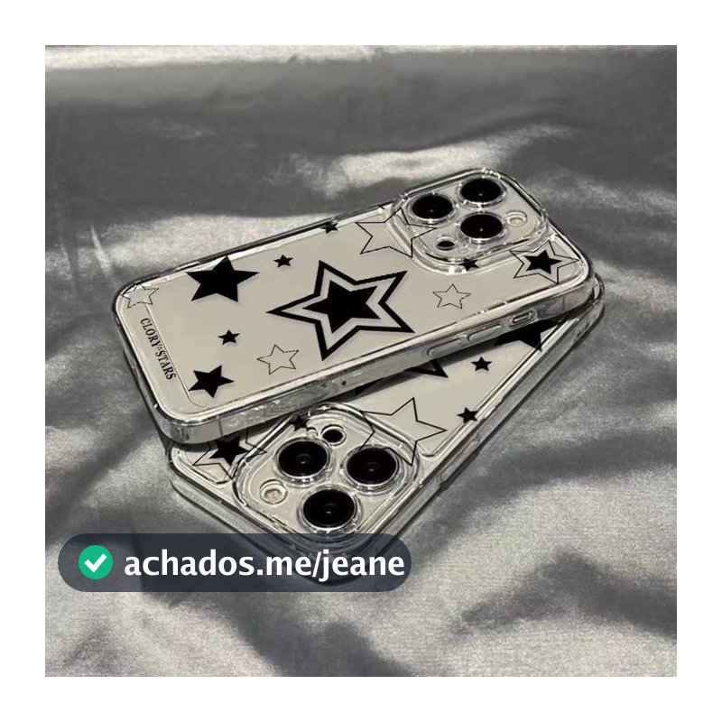 Capa Transparente Estrelas Pequenas Presente iPhone 16 15 14 13 12 11 XR XS X 8 7 6s Plus Pro Max Mini SE
