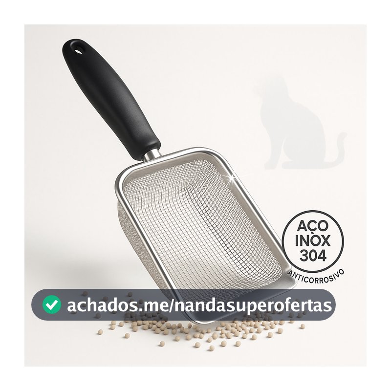 Pá Inox Higiênica para Gatos, Terrários e Gaiolas | Peneira Fina Anticorrosiva Resistência 304