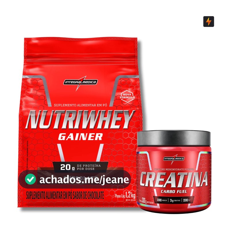 Kit Nutri Whey Gainer Refil 1,2Kg + Creatina CarboFuel 300g Integralmedica