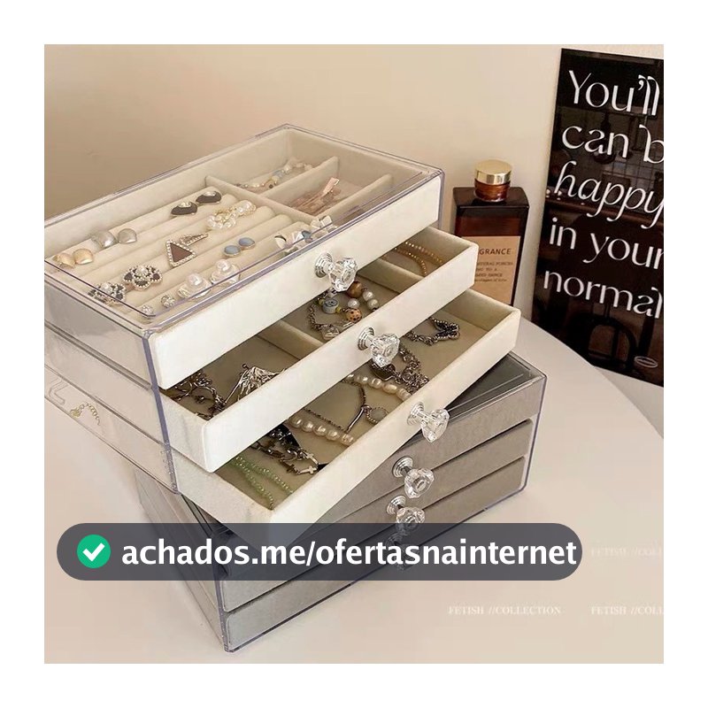 Porta Joias Acrílico 3 Gavetas Organizador de Bijuterias Brinco Anel Colar caixa de joias de camada única