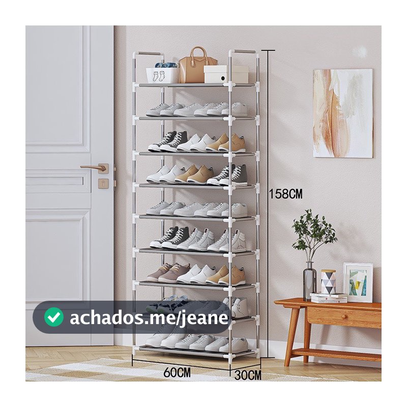 Prateleira Sapateira 9 Andares De Metal E Plastico Organizador Multiuso Prata Para Sapatos Calçados a