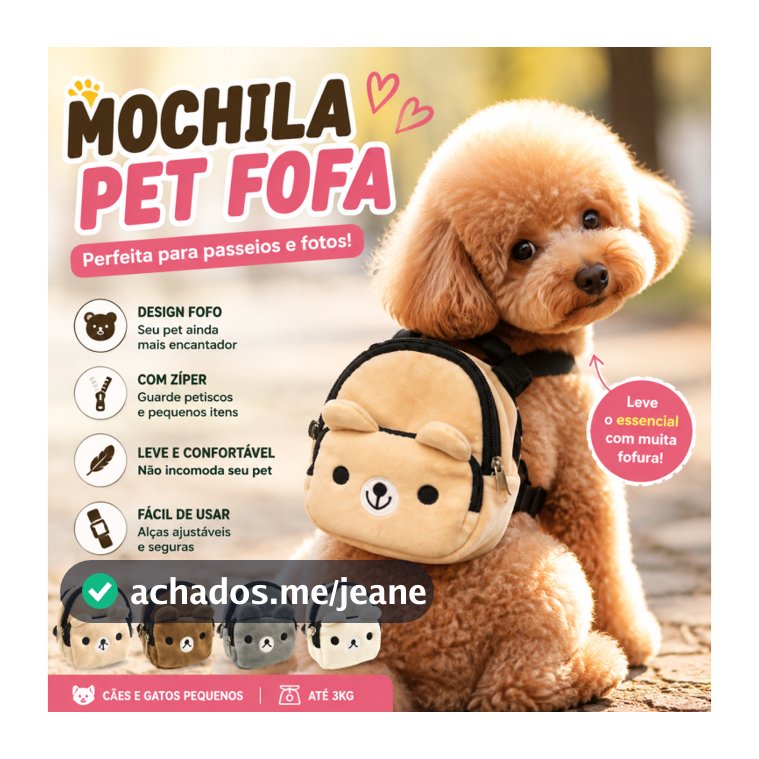 Mochila Pet Fofa Urso Para Cachorro Pequeno Gato Bolsa Acessório Passeio Fotografia