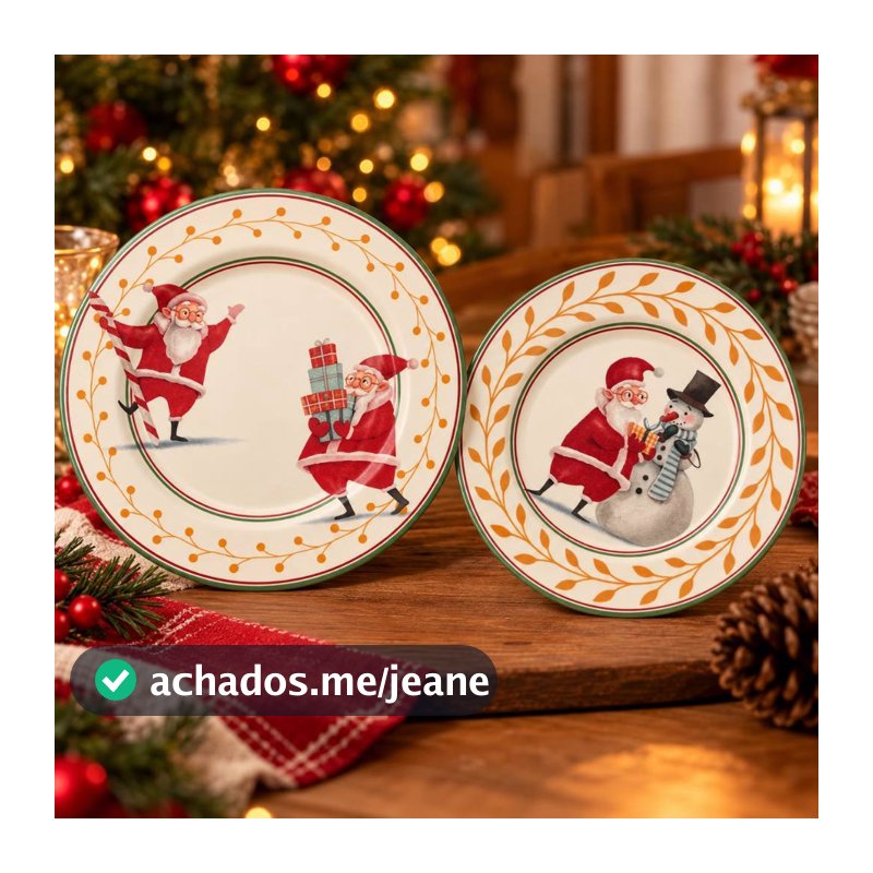 Pratos De Natal Ceramica Mesa Posta Decoraçao Natalina Multiuso