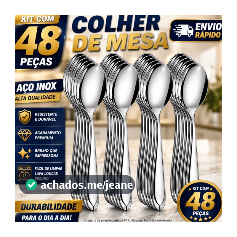 Jogo de Talheres 12/24/48 Peças Colher de Sopa em Aço Inox Jogo de Talher Colheres de Mesa