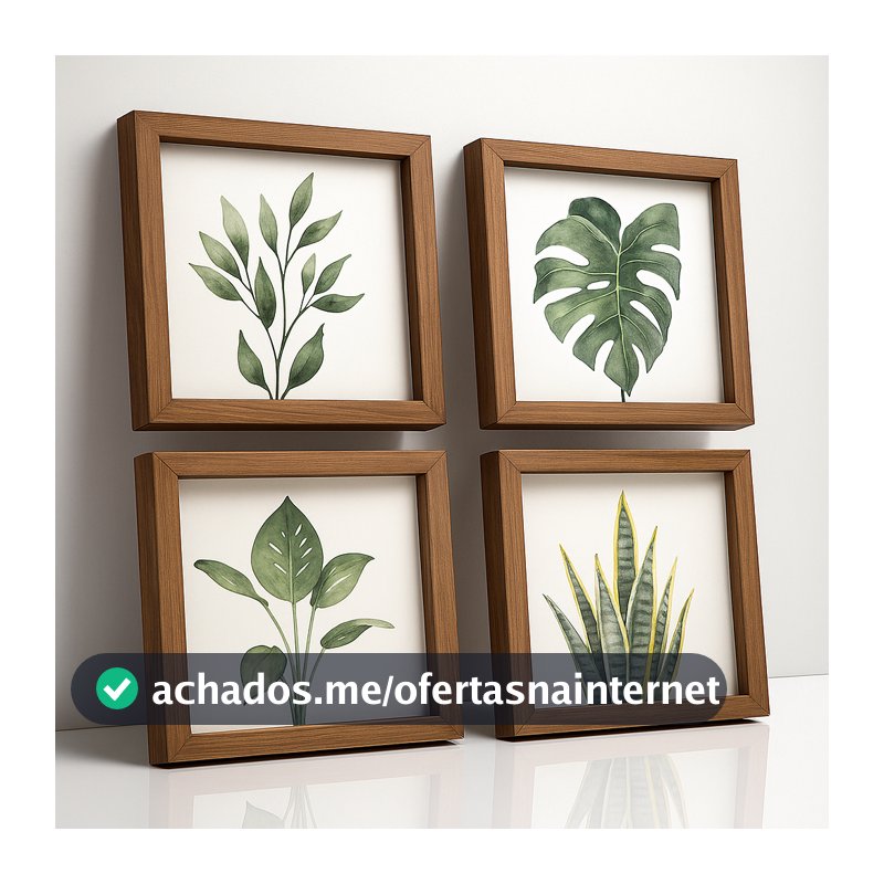 Quadros pra banheiro Botanicos Aquarela Folhas Tropicais Verde Decoração ideal para Banheiro, Quartos, Sala, Cabiceira