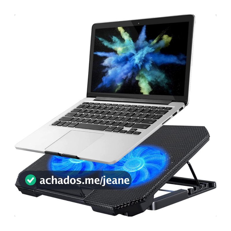 Suporte para Notebook com 2 Coolers Potentes Fans Ventoinhas Base Refrigerada Laptop