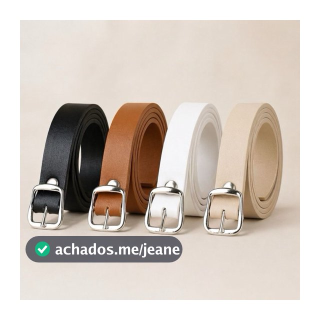 Kit 4 Cintos Femininos Fivela Prata Lançamento Da Moda Mulher Elegante Casual Básico Envio Rápido - Rosana