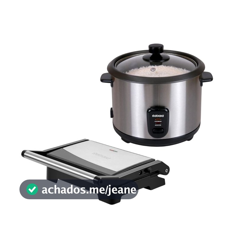 Kit Itatiaia Panela de Arroz 1,5 L Midi e Grill Essencial 1000 W Inox