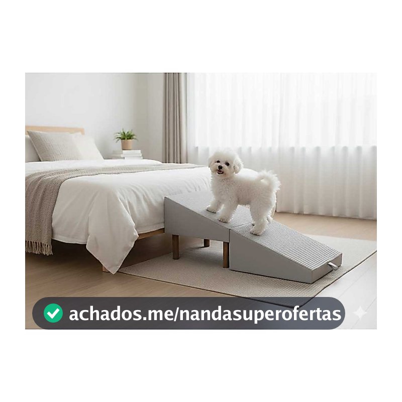 Puff Rampa Pet 2 em 1 Com Gaveta Organizadora Cães e Gatos Antiderrapante Luxo