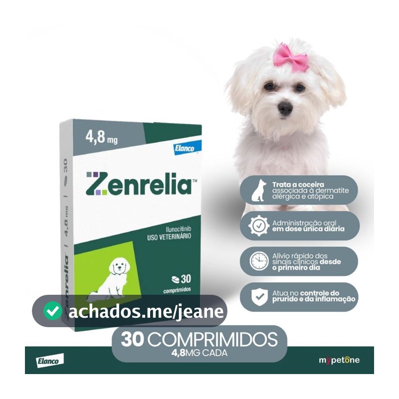Zenrelia 4,8mg Dermatológico Elanco para Cães - 30 Comprimidos