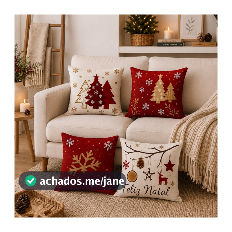 Kit 4 Capas de Almofadas De Natal 45x45 - Natalinas 002