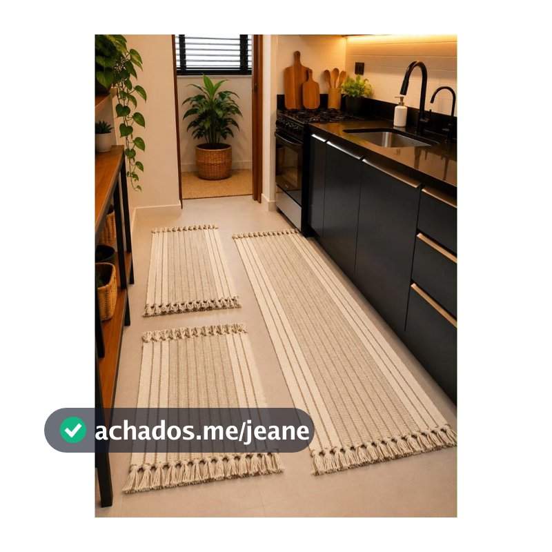 Kit Tapete para Cozinha 3 Peças Passadeira Decorativa Premium