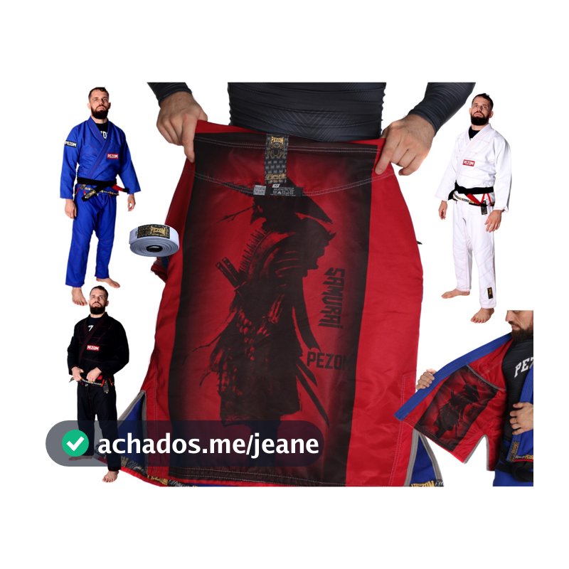 Kimono Jiu Jitsu Trançado 100% Forrado Samurai Tadakatsu Pezom e Faixa