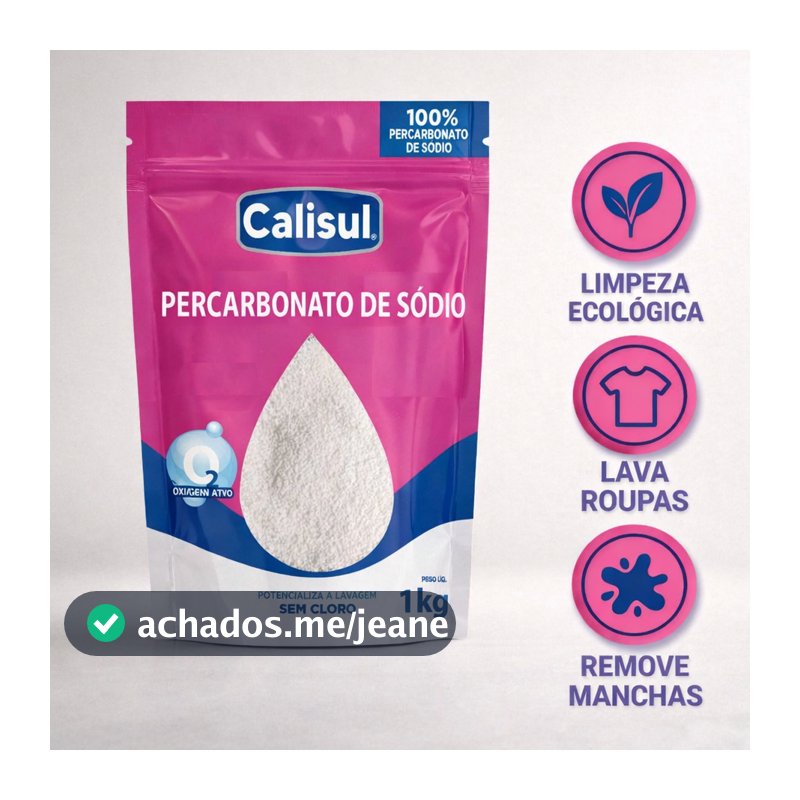 Percarbonato de Sódio 100% Puro Tira Manchas Premium Roupas Brancas e Coloridas Remove Manchas Difíceis
