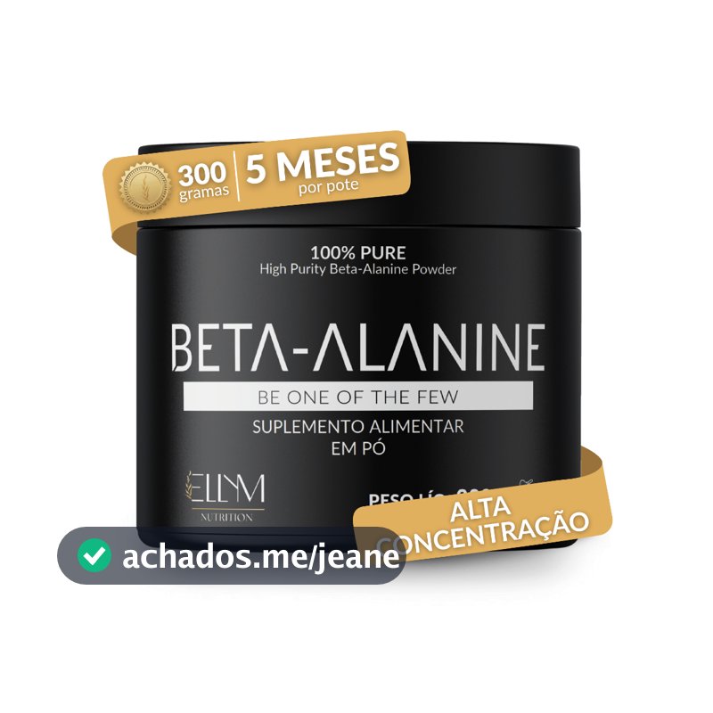 Beta Alanina 100% Pura 300g Ellym Nutrition Suplemento Nutricional em Pó Pré Treino Resistência Desempenho Muscular