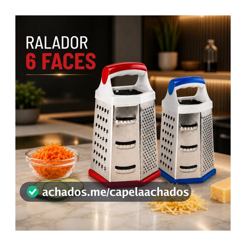 Ralador 6 Faces Multiuso Cozinha Legumes Queijo Verdura Base Silicone