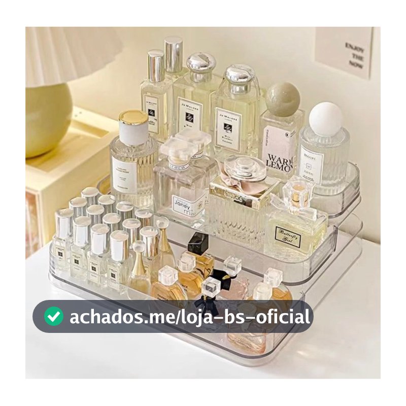 Expositor de Perfumes Cosméticos 3 Andares Multiuso Organizador Prateleira Diamante Acrílico Porta Maquiagem Beleza