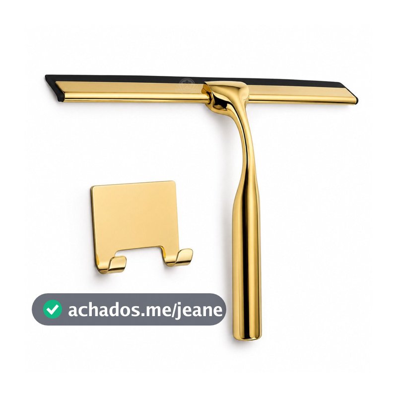 Rodo Dourado para Box, Pia e Vidros com Suporte Adesivo | Limpador de Banheiro, Espelho e Bancada