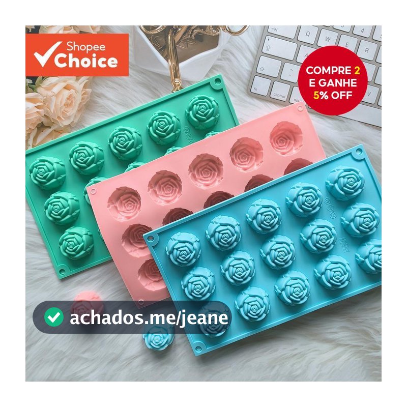 Molde De Bolo Em Forma De Rosa Com 15 Cavidades , silicone Para Doces De chocolate , Faça Você Mesmo , Pudim De Sobremes