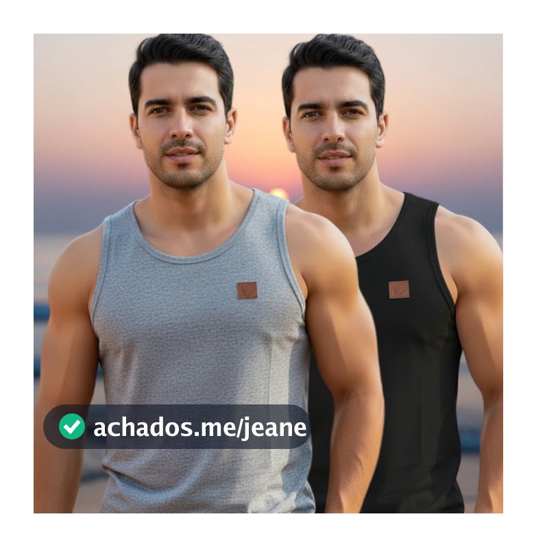 Kit 2 Regata Masculina Casual 100% Algodao Premium 30.1 Moda Fitness academia camiseta treino verao