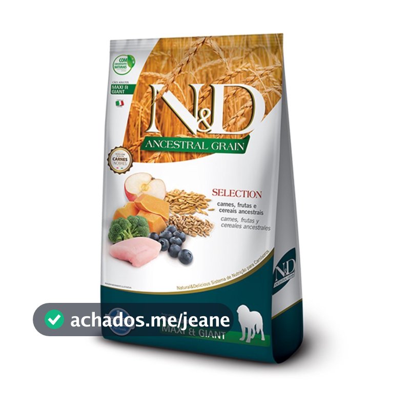RAÇÃO ND ANCESTRAL GRAIN SELECTION CÃES ADULTOS PORTE GRANDE E GIGANTGE 15KG