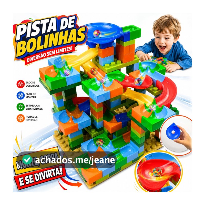 Pista de Bolinhas Blocos de Montar Infantil Labirinto Educativo Corrida de Bolinhas Criativo