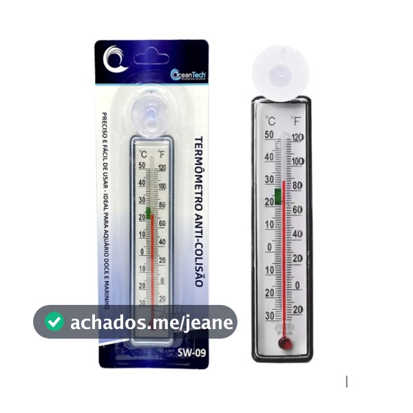 Ocean Tech Termômetro com Ventosa para Aquário – Anti-Colisão, 14cm