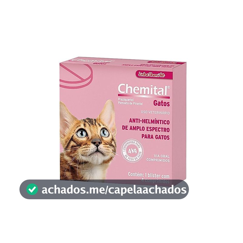Vermífugo Chemital Chemitec Para Gatos  Embalagem Com 4 Comp