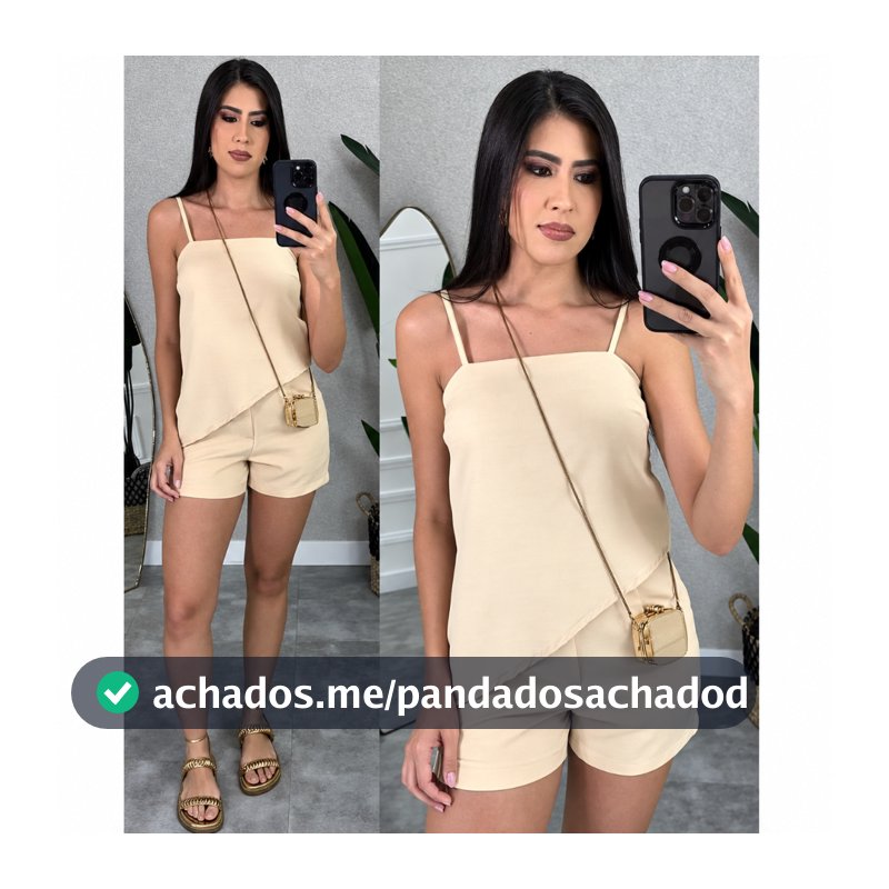 Conjunto Feminino Alfaiataria Regata e Short Estilo Simetria