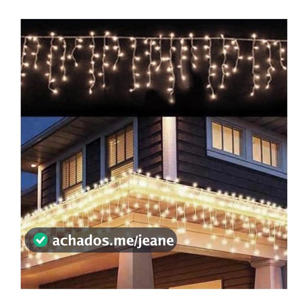 Cascata de led 400 leds 8 funções 10m X 0,7 m branco quente 110v