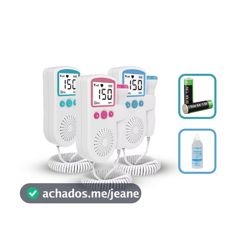 Kit Doppler Fetal Sonar Batimento Bebe Ultrassom + Gel + Pilha Monitor Frequencia Cardiaca  Brinde