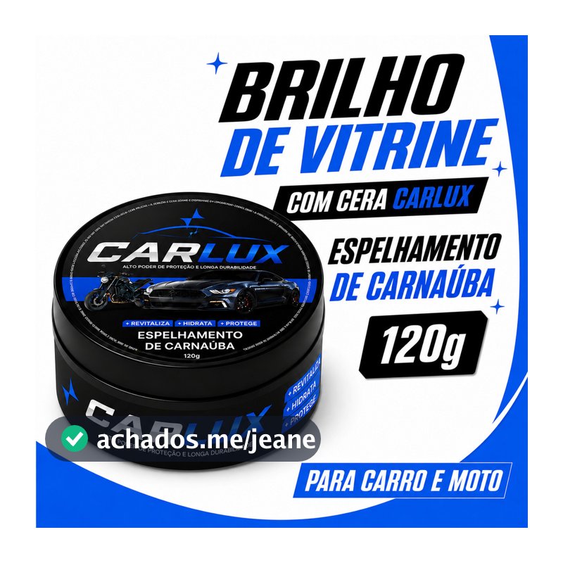 Cera Carnaúba Automotiva Renovador Polimento Queimado Tira Riscos Repele Água 120G Cera Carro Moto Repelência à Água