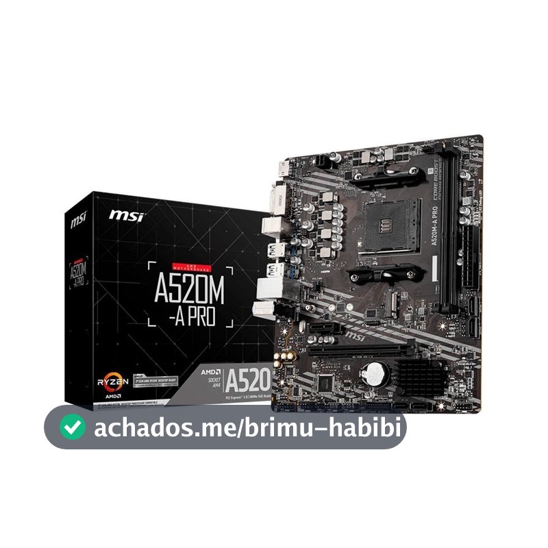 Placa-Mãe MSI A520M-A PRO, AMD AM4, mATX, DDR4, Preto - A520M-A PRO