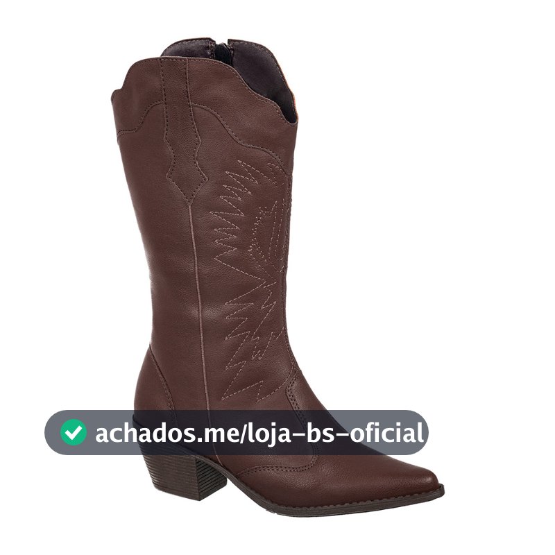 Bota Texana GiGiL Feminina Cano Alto Salto Médio Western Bordada