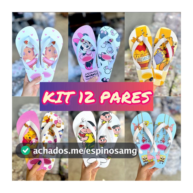 KIT Chinelo Feminino Adulto 12 Pares