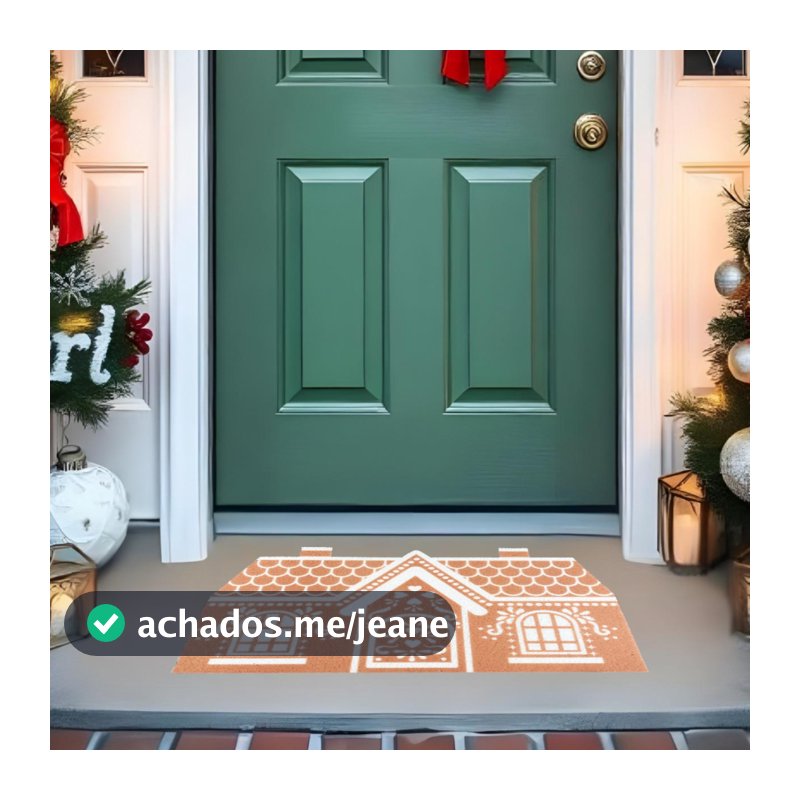 Tapete De Porta 80x53 Natalino Divertido Casa de Biscoito 3d Nt066