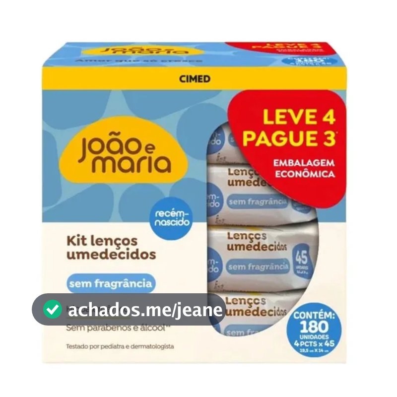 JOAO E MARIA LENÇO UMEDECIDO PACK 4X45 SEM FRAG.