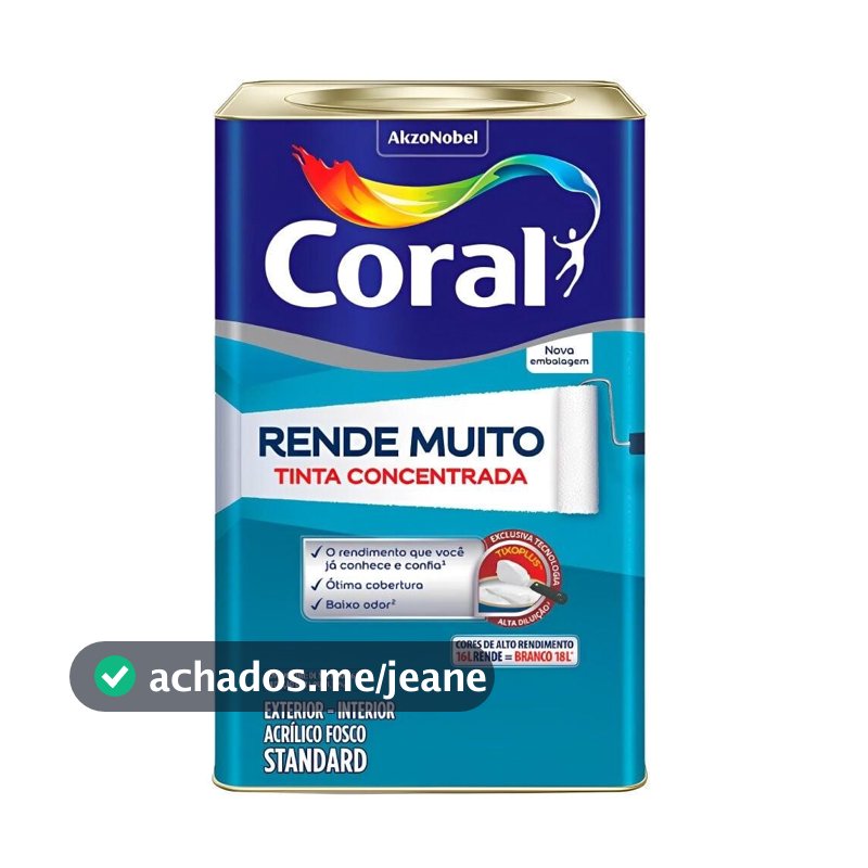 Tinta Acrílica Fosco Rende Muito Coral 16L Diversas Cores