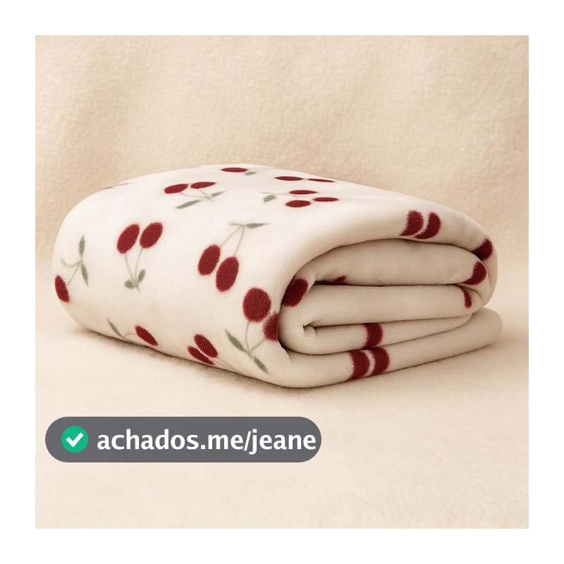 Manta Cobertor Casal Queen Cama Decorativa Cerejas Poliéster Macio Antialérgico Inverno