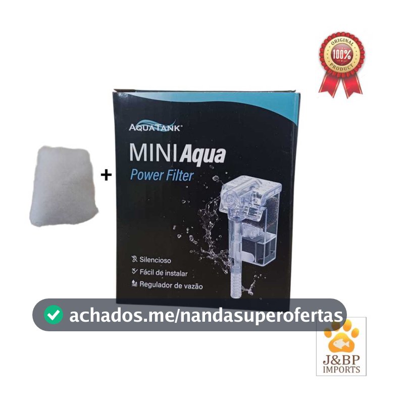 Filtro Externo Cascata Mini Aqua Aquatank + Refil de Perlon Silencioso Para Aquário