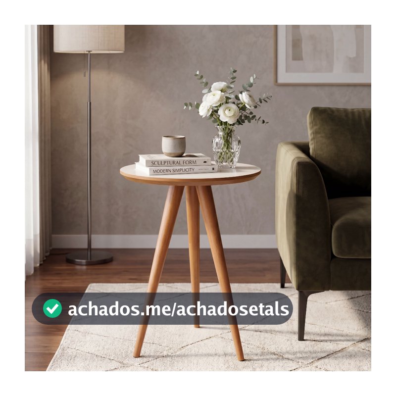 Mesa de Apoio Retrô 62cm Redonda com Pés Palito Decoração - Cores