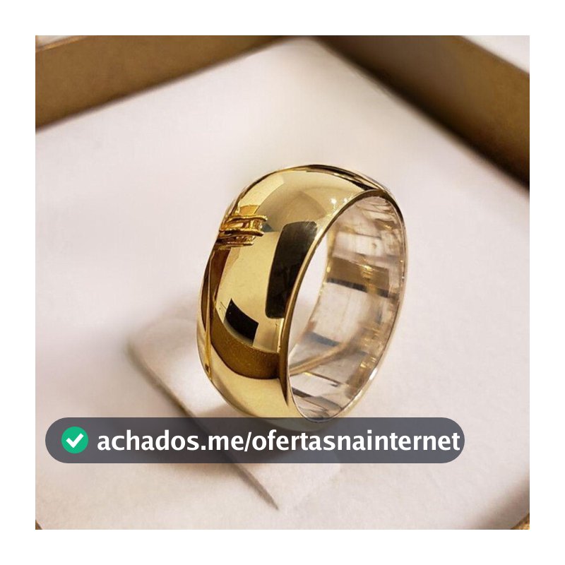 Aliança De Casamento 8mm Abaulada Grossa Dourada Unidade Anel de Noivado Aço Inoxidável Cor Ouro 18k