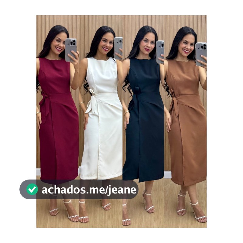 Vestido Feminino Alfaiataria Midi com Amarração Lateral Elegante | PMG